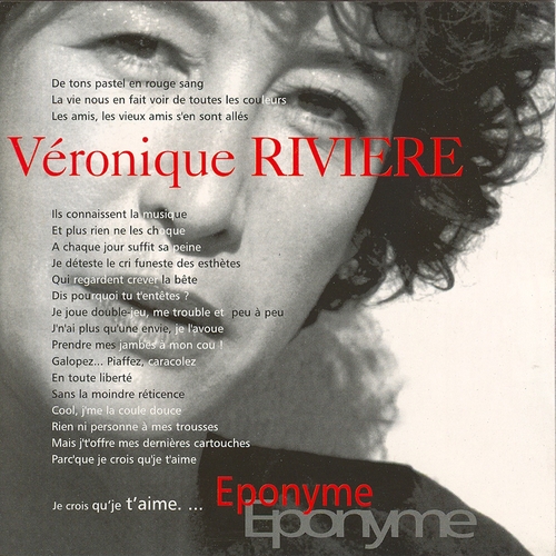 Couverture EPONYME de Véronique RIVIÈRE