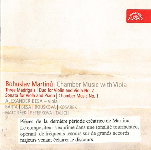 Couverture MUSIQUE DE CHAMBRE AVEC ALTO de Bohuslav MARTINU