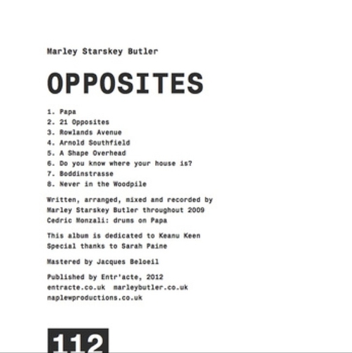 Couverture OPPOSITES de Marley STARSKEY BUTLER