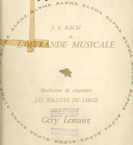 Couverture L'OFFRANDE MUSICALE BWV 1079 de Johann Sebastian BACH