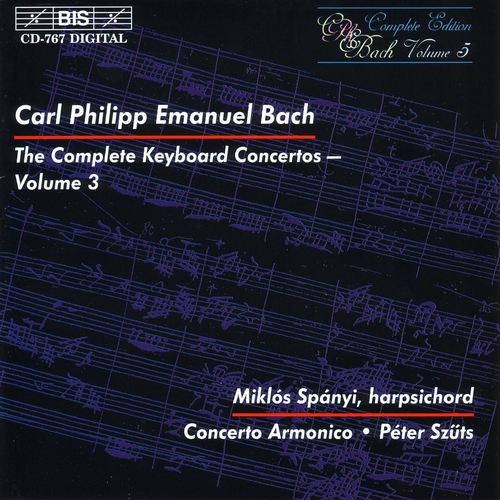 Couverture CONCERTO CLAVIER VOL.3: WQ.6,8,18 de Carl Philipp Emanuel BACH