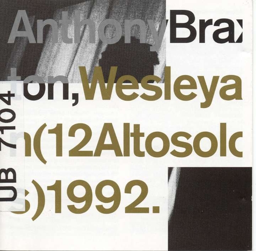 Couverture WESLEYAN (12 ALTOSOLOS) 1992 de Anthony BRAXTON