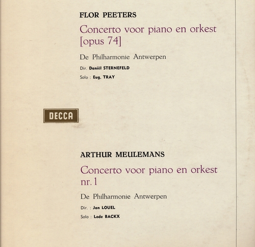 Couverture + PEETERS: CONCERTO PIANO CONCERTO PIANO de Arthur MEULEMANS