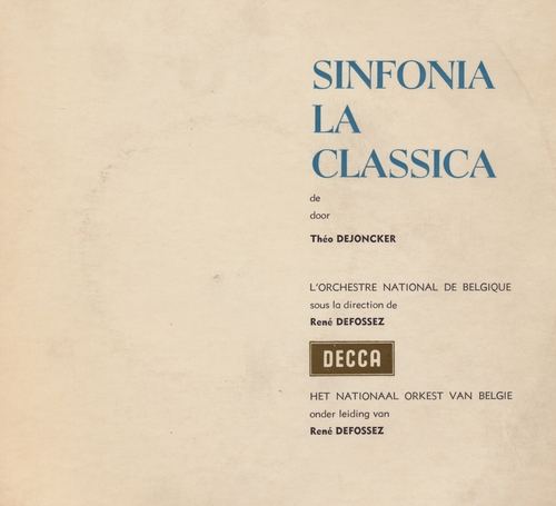 Couverture SINFONIA LA CLASSICA de Theo DEJONCKER