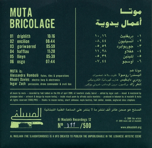 Couverture BRICOLAGE de MUTA