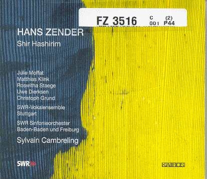 Couverture SHIR HASHIRIM de Hans ZENDER