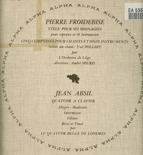 Couverture QUATUOR CLAVIER (+ FROIDEBISE) de Jean ABSIL