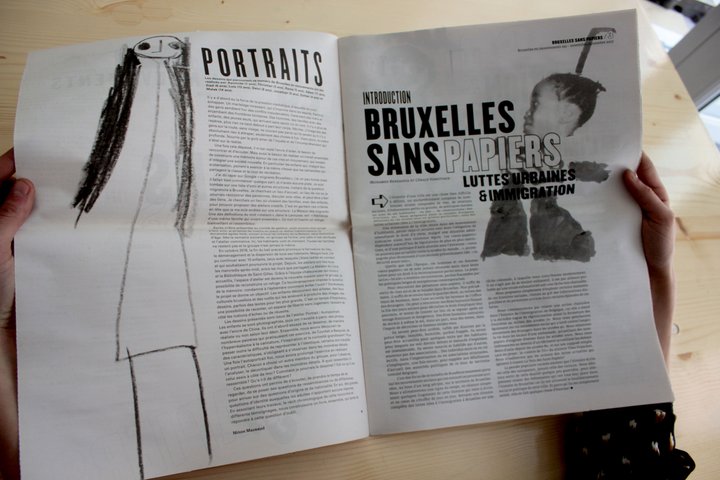 Ninon Mazeaud - autoportraits d'enfants migrants dans le journal "Bruxelles sans-papiers" (I.E.B.)