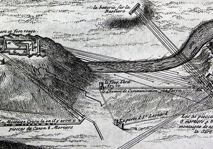 gravure de Huy dans l'Atlas Ratelband de 1735