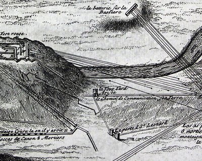 gravure de Huy dans l'Atlas Ratelband de 1735