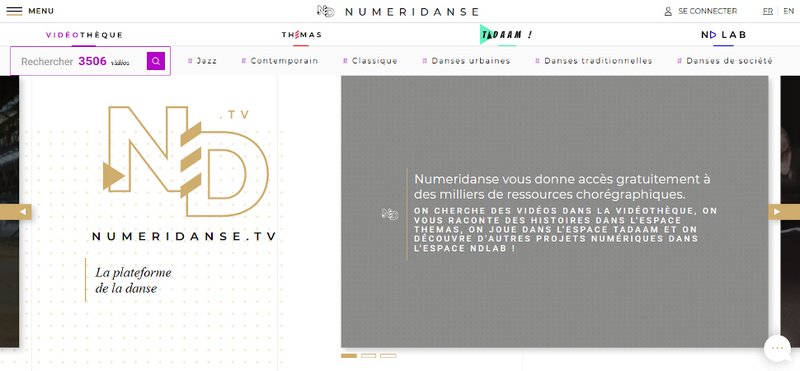 capture d"écran site Numeridanse, mars 2020