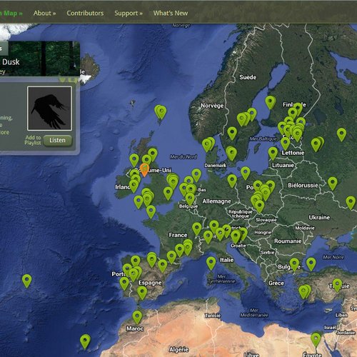 capture d'écran du site Nature Sound Map