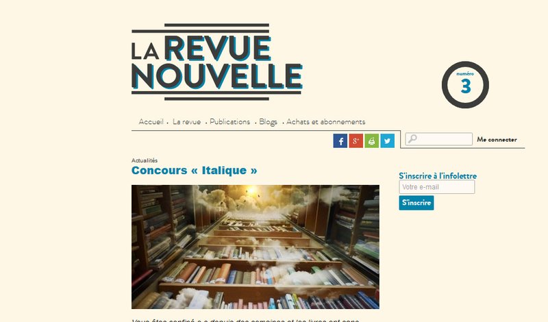 site Revue nouvelle - concours écriture "Italique"